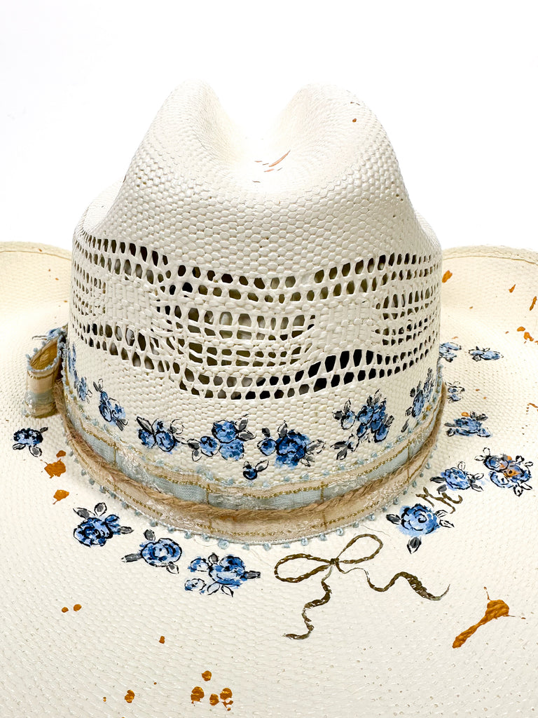 Mer Rose Atelier custom, hand-painted, one-of-a-kind cowboy hat by artist Marla Meridith.