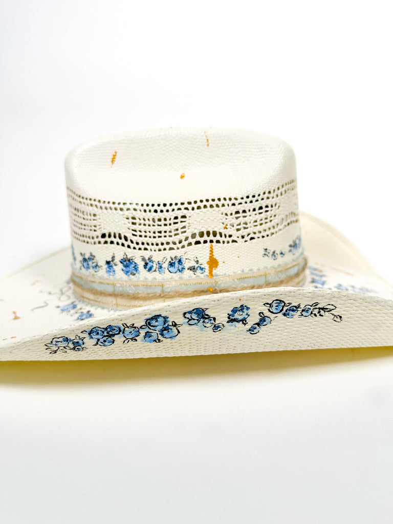 Mer Rose Atelier custom, hand-painted, one-of-a-kind cowboy hat by artist Marla Meridith.