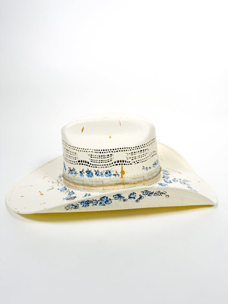 Mer Rose Atelier custom, hand-painted, one-of-a-kind cowboy hat by artist Marla Meridith.