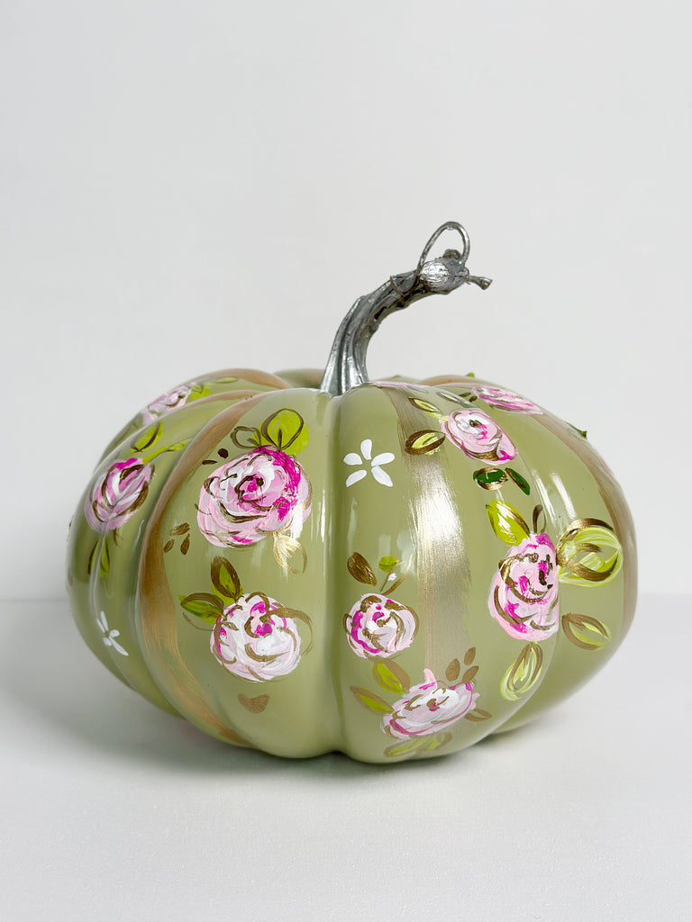 Mer Rose Atelier hand painted faux pumpkin  by artist Marla Meridith