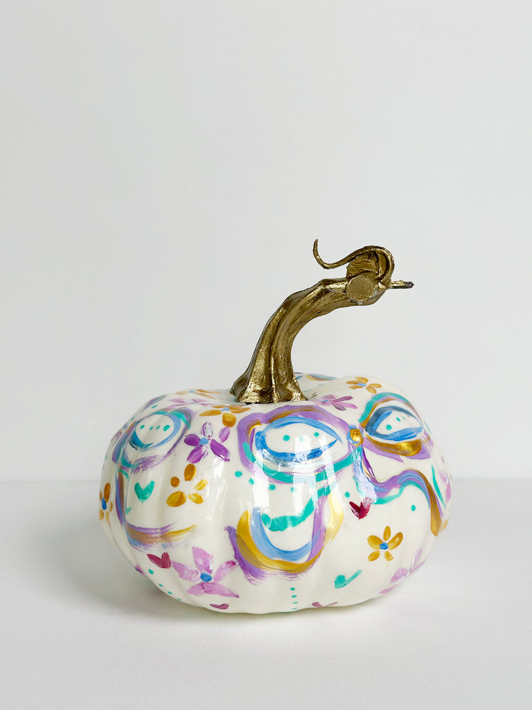 Mer Rose Atelier hand painted faux pumpkin  by artist Marla Meridith