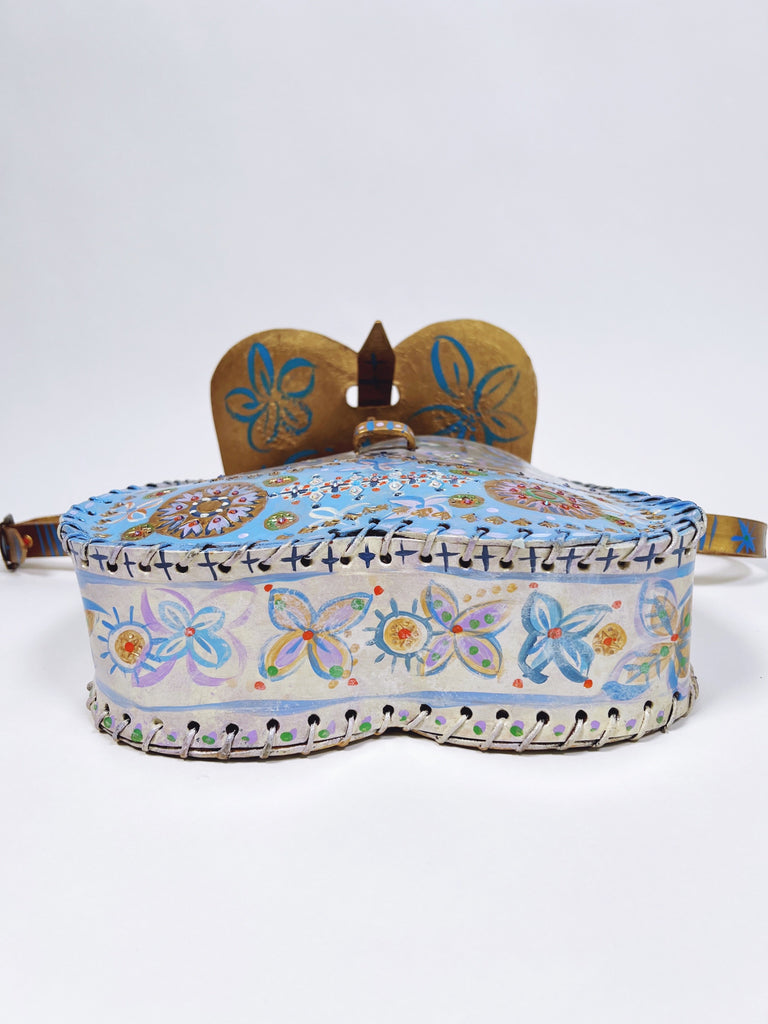 Natasha hand painted vintage luxury leather handbag by Mer Rose Atelier