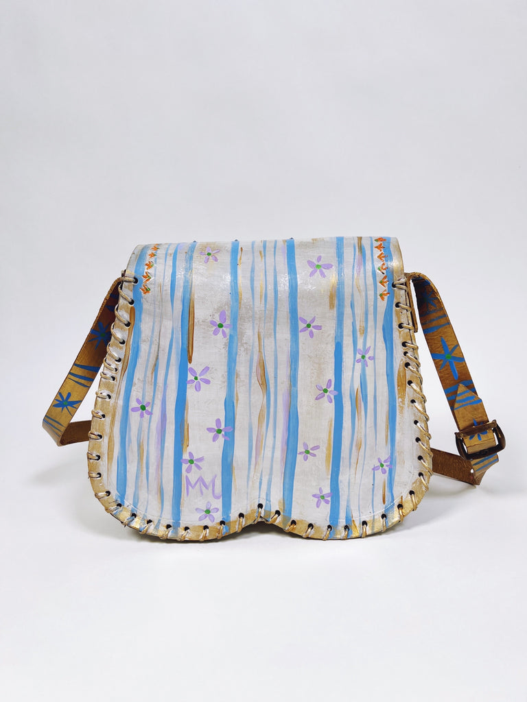 Natasha hand painted vintage luxury leather handbag by Mer Rose Atelier
