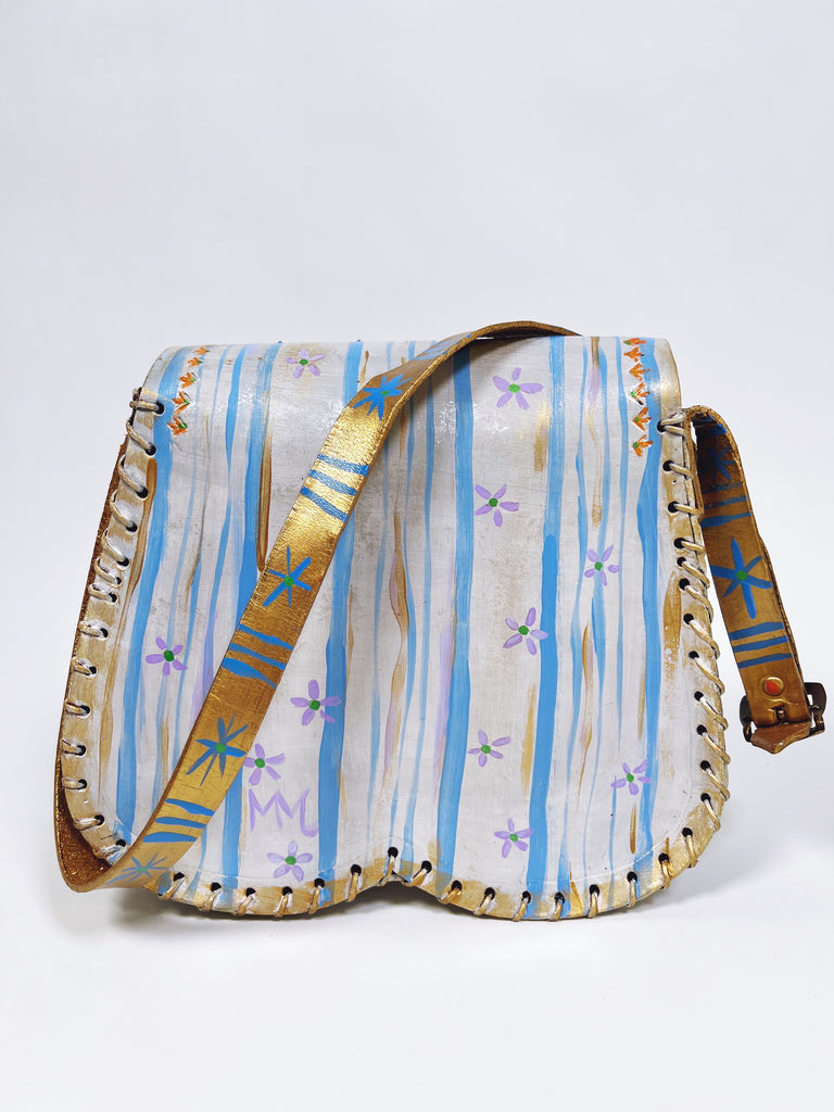 Natasha hand painted vintage luxury leather handbag by Mer Rose Atelier