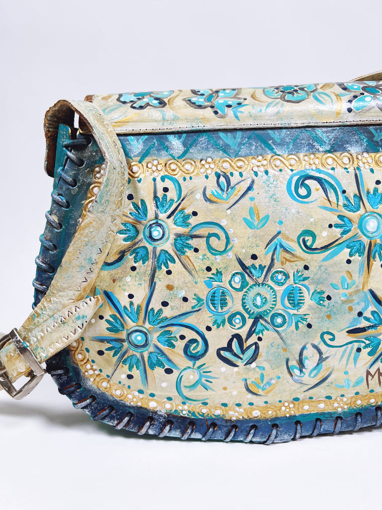 Celeste Painted Shoulder Handbag by Mer Rose Atelier