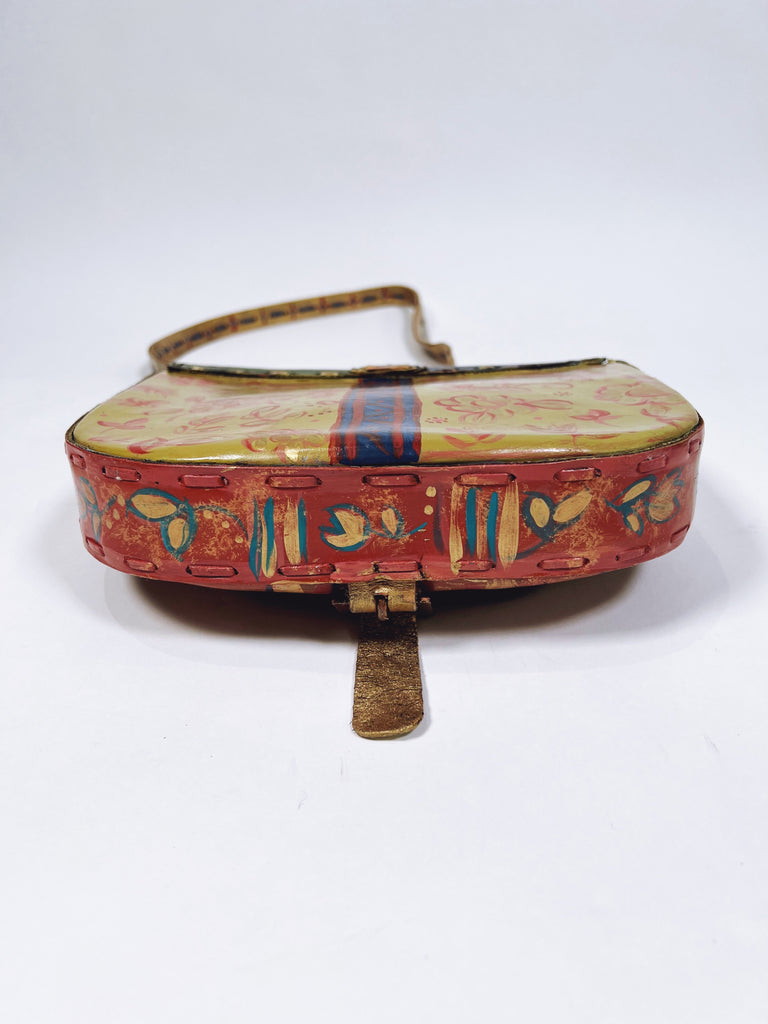 Lillian is a  hand painted vintage luxury leather handbag by Mer Rose Atelier