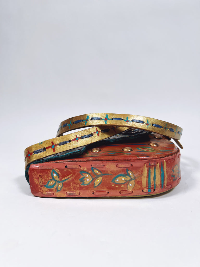 Lillian is a  hand painted vintage luxury leather handbag by Mer Rose Atelier