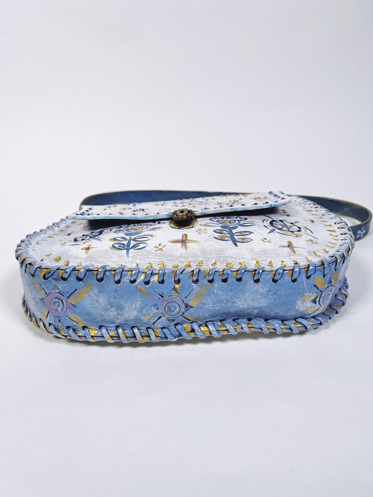 Delphine hand painted vintage leather handbag at Mer Rose Atelier by Marla Meridith