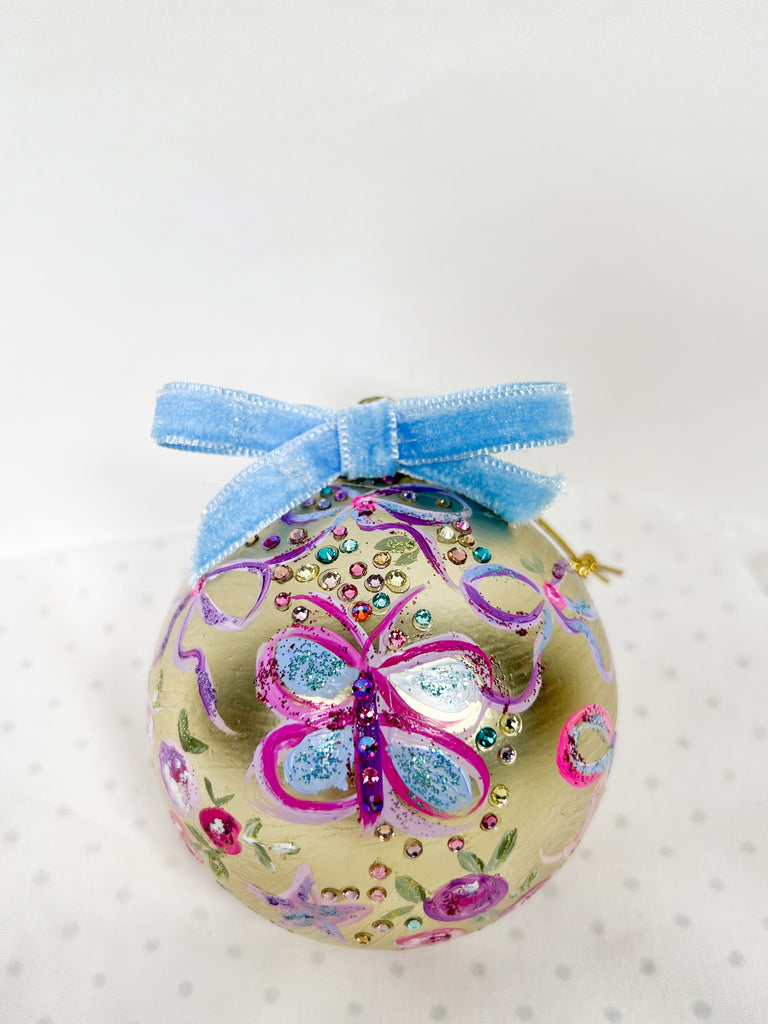 One of a kind, hand painted Mer Rose Atelier Christmas Ornament by Marla Meridith