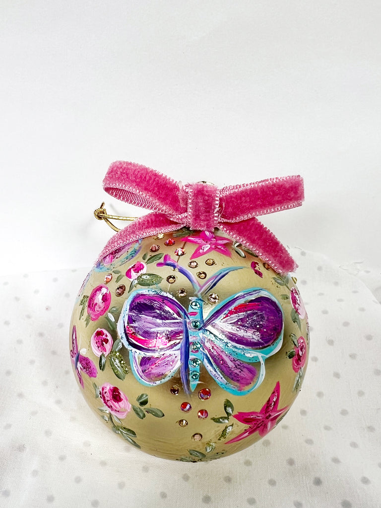 One of a kind, hand painted Mer Rose Atelier Christmas Ornament by Marla Meridith