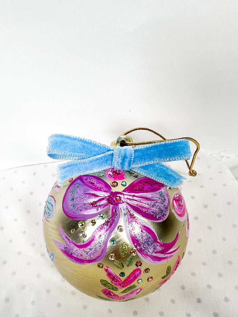 One of a kind, hand painted Mer Rose Atelier Christmas Ornament by Marla Meridith
