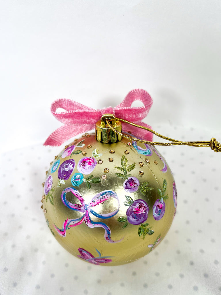One of a kind, hand painted Mer Rose Atelier Christmas Ornament by Marla Meridith