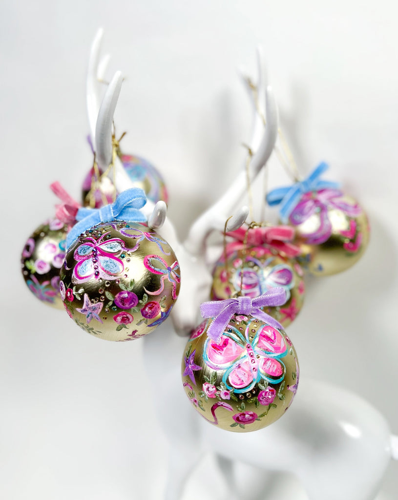 One of a kind, hand painted Mer Rose Atelier Christmas Ornament by Marla Meridith