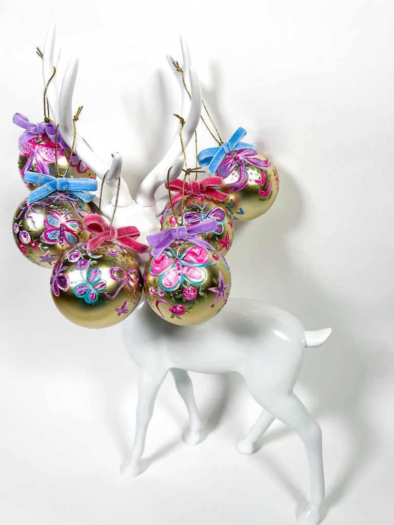 One of a kind, hand painted Mer Rose Atelier Christmas Ornament by Marla Meridith