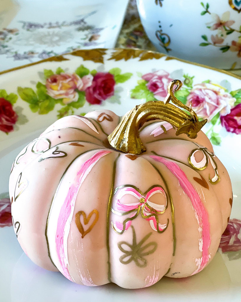 One-of-a-kind, hand painted pumpkins for the holiday table by Marla Meridith for Mer Rose Atelier