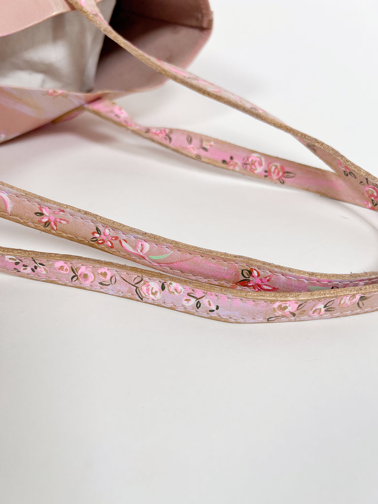 Mer Rose Atelier one-of-a-kind hand painted leather tote bag.