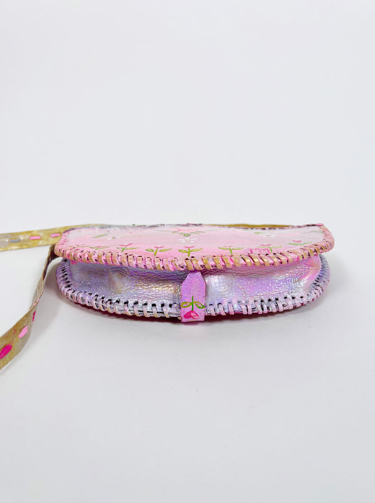 Sylvie crossbody handpainted, up-cycled handbag in pastels by Mer Rose Atelier.