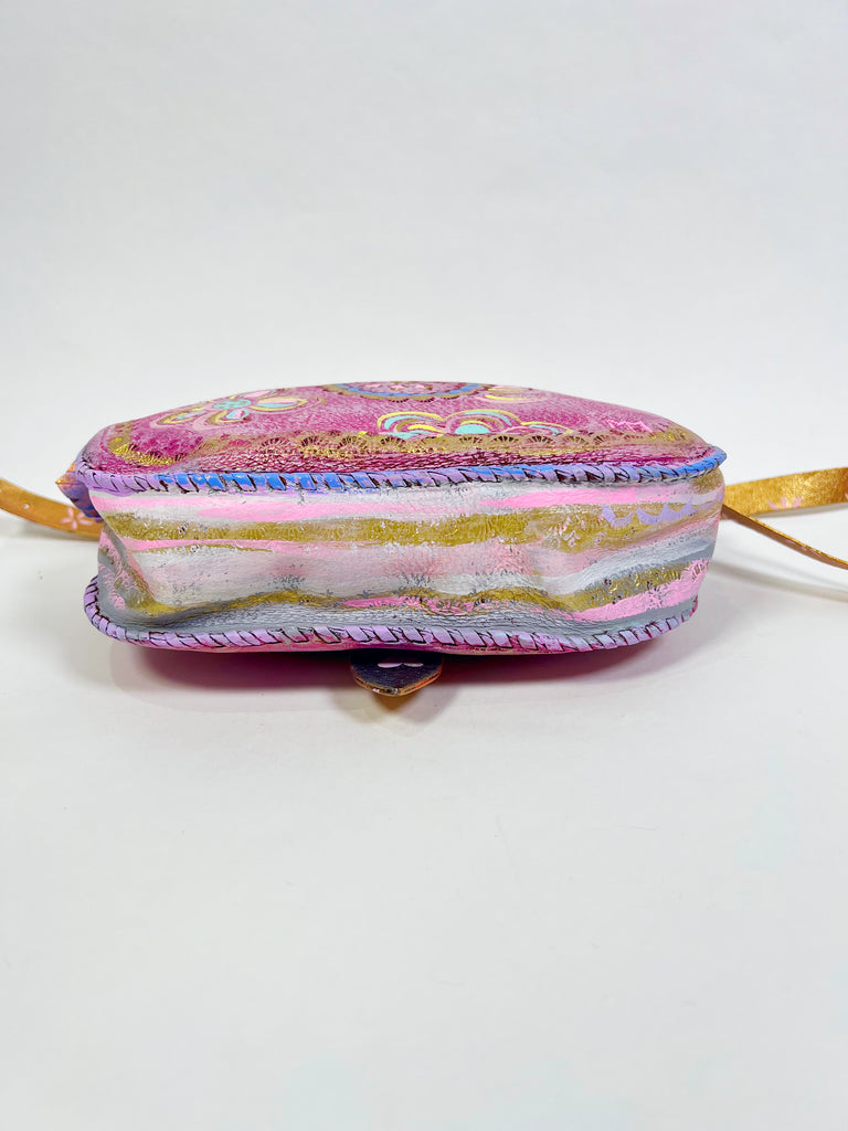 Sabrina crossbody handpainted, up-cycled leather handbag by Mer Rose Atelier.