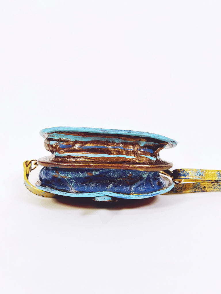 Mini handpainted, vintage crossbody leather handbag by Mer Rose Atelier