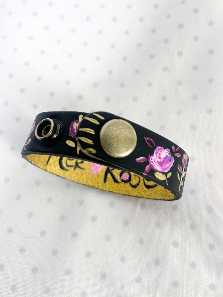 This sweet hand painted bracelet is perfect on it's own and also wonderful paired with fine jewelry