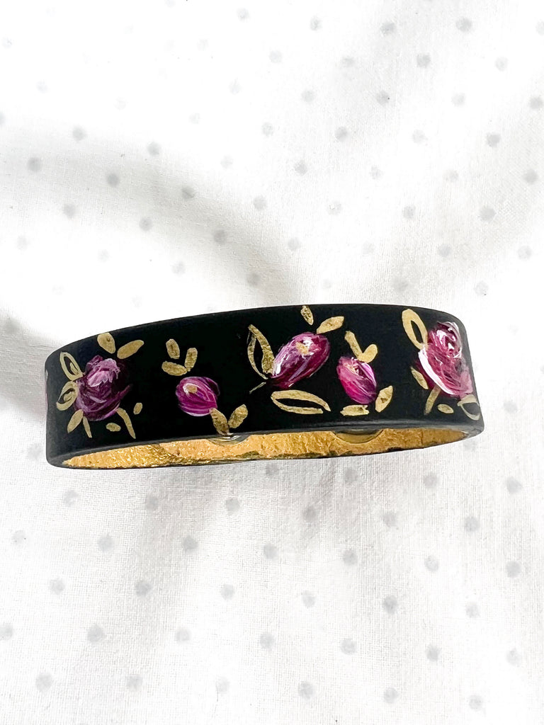 This sweet hand painted bracelet is perfect on it's own and also wonderful paired with fine jewelry