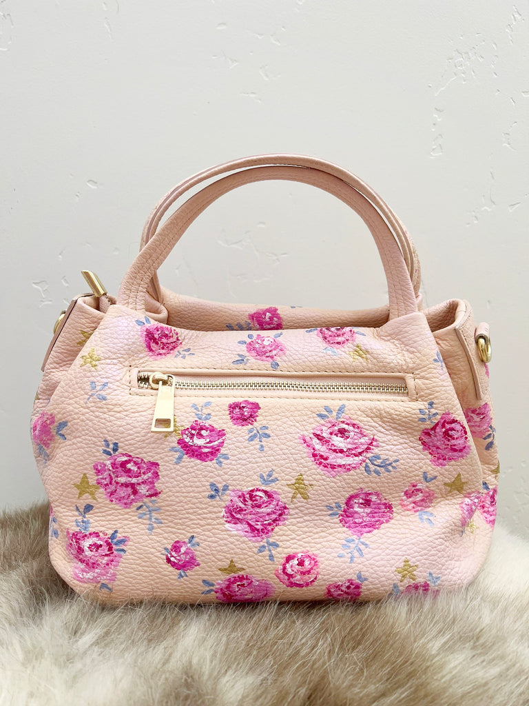 Hailey hand painted italian leather bag on Mer Rose Atelier by Marla Meridith