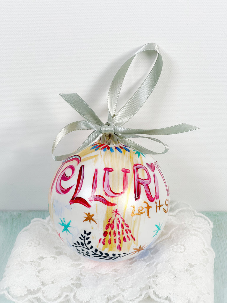 Pretty hand painted, one-of-a-kind holiday Christmas ornaments available to shop on Mer Rose Atelier