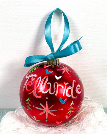 Pretty hand painted, one-of-a-kind holiday Christmas ornaments available to shop on Mer Rose Atelier