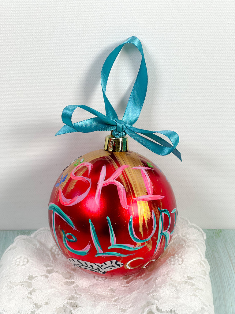 Pretty hand painted, one-of-a-kind holiday Christmas ornaments available to shop on Mer Rose Atelier