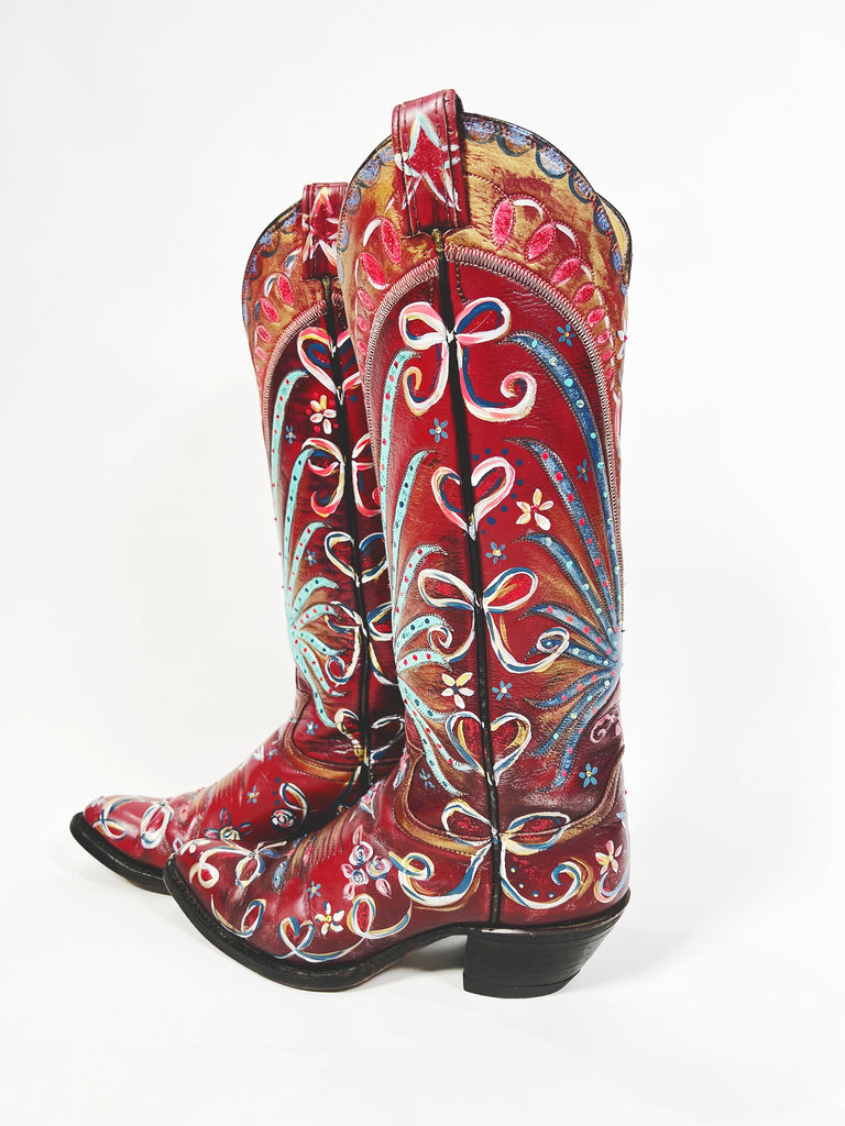 Cassidy cowboys boots, hand painted by Marla Meridith at Mer Rose Atelier