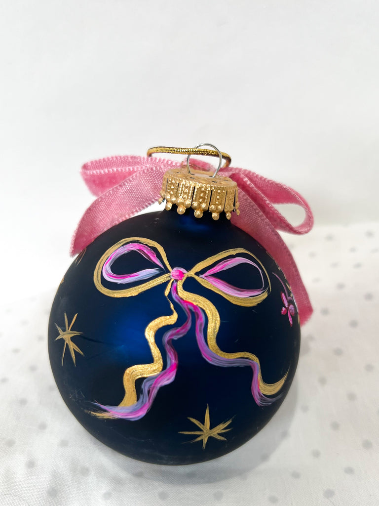 Mer Rose Atelier x Gina Bowhill hand painted glass Christmas ornament