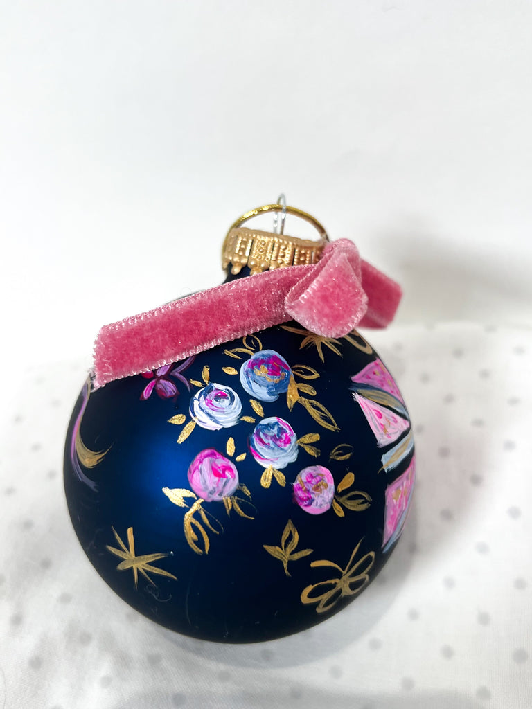 Mer Rose Atelier x Gina Bowhill hand painted glass Christmas ornament