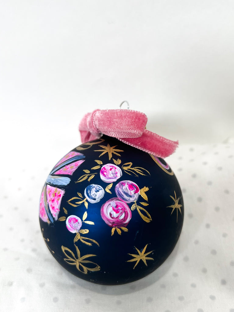 Mer Rose Atelier x Gina Bowhill hand painted glass Christmas ornament