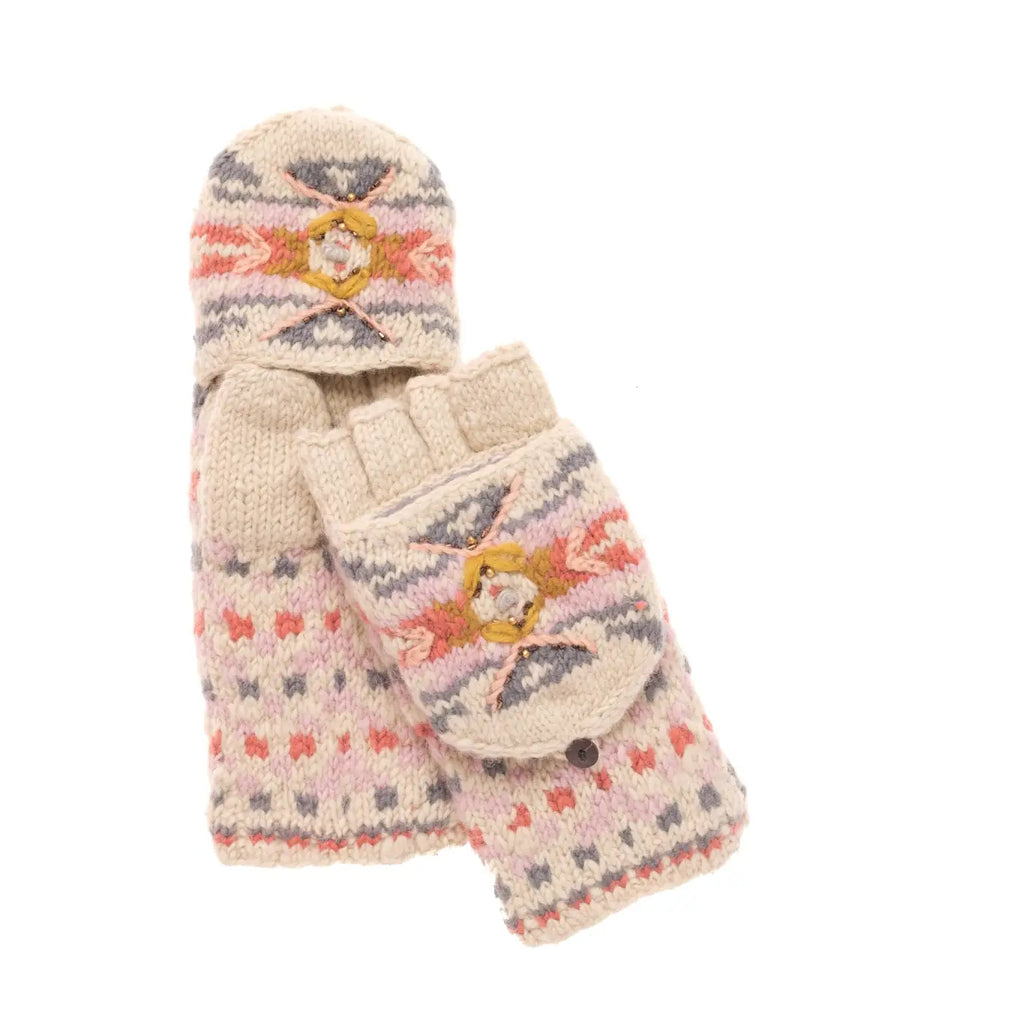 Hand knit French Knot Sedona Convertible Mittens on Mer Rose Atelier