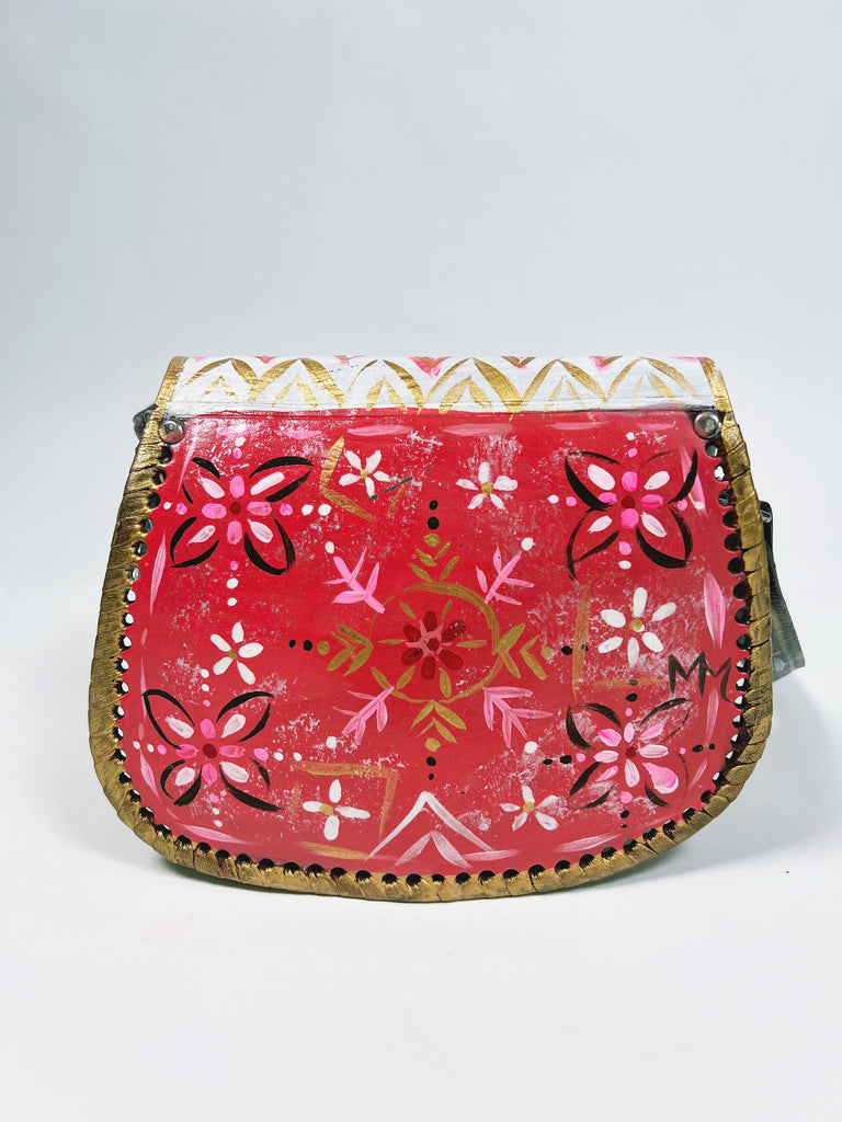 Cross body, luxury, hand  painted leather handbag