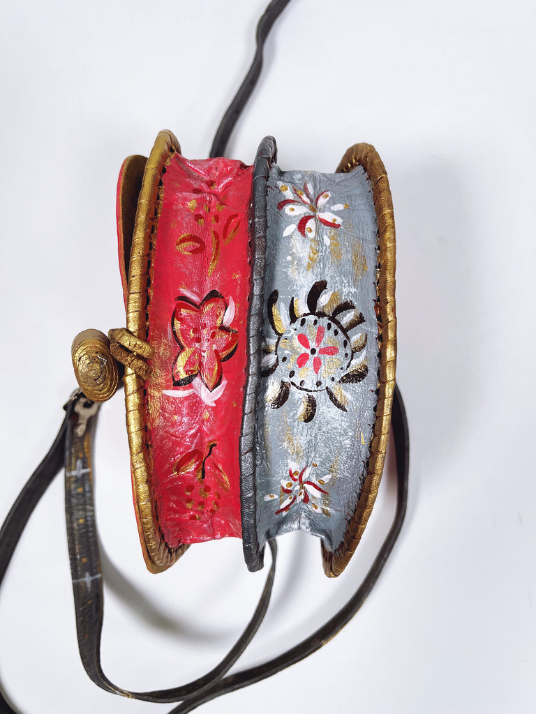 Cross body, luxury, hand  painted leather handbag